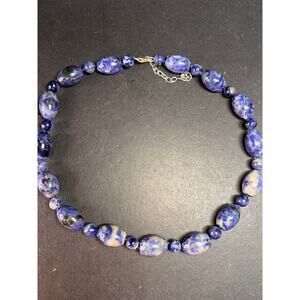 NEW sodalite necklace and bracelet with sterling silver clasp